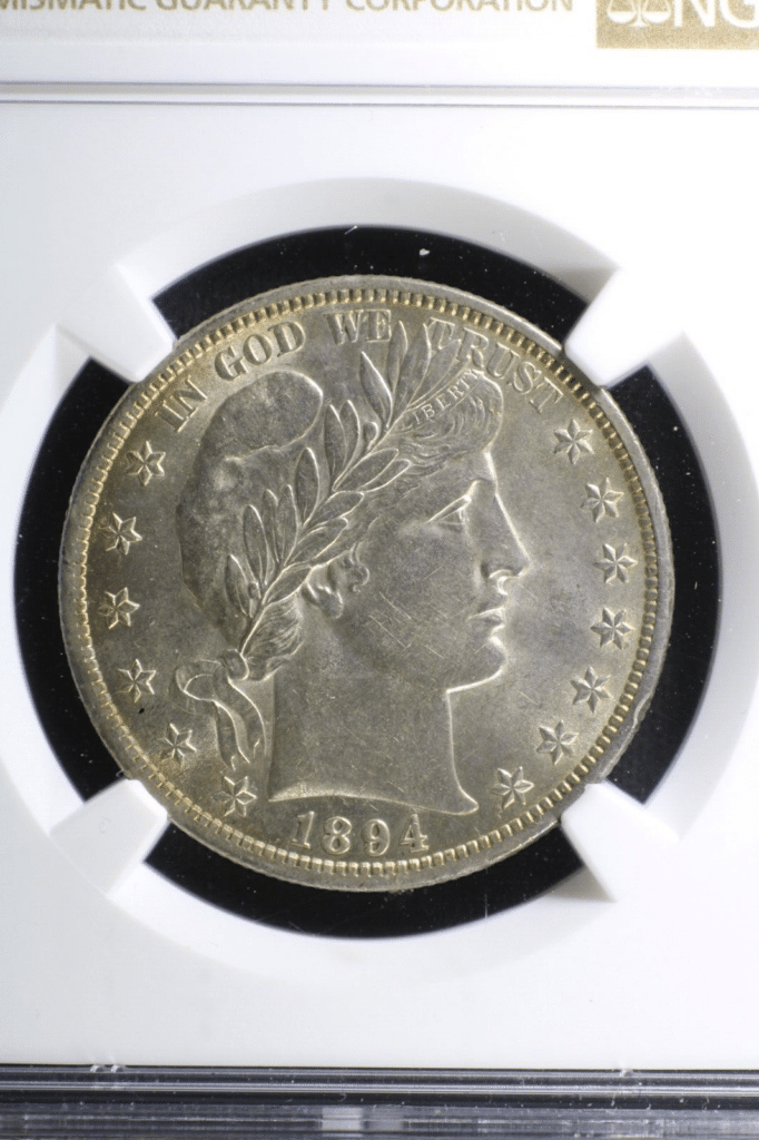 HIGH GRADE 1894-P BARBER SILVER HALF DOLLAR NGC AU58!!! VERY NICE COIN!!! Gallery Image 0