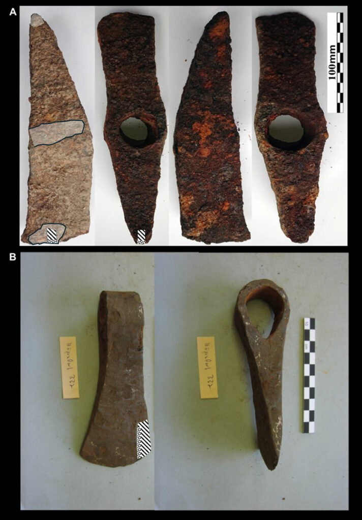 Different views of axes from Kazakhstan (A) and Germany (B)